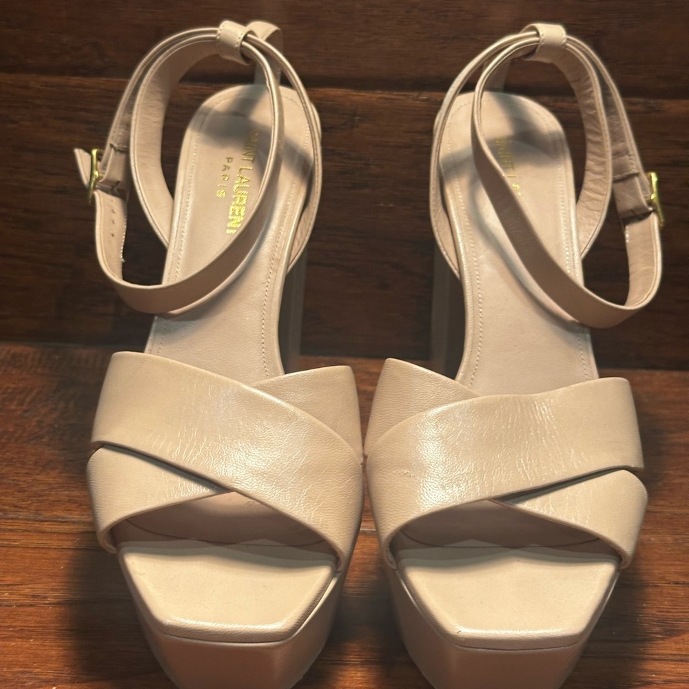 Yves Saint Laurent Cream Platform Sandals
